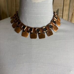 Vintage Renoir Copper Modernist Geometric Link Collar Necklace
